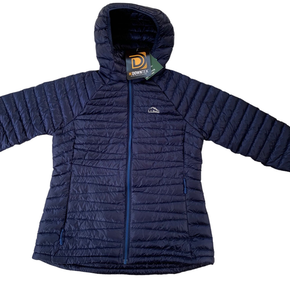 L.L. Bean Women's Ultralight 850 Down Packable Hooded Jacket Navy Size S NWT - Picture 10 of 16